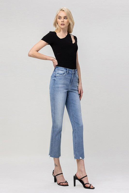 High Rise Crop Straight Jeans