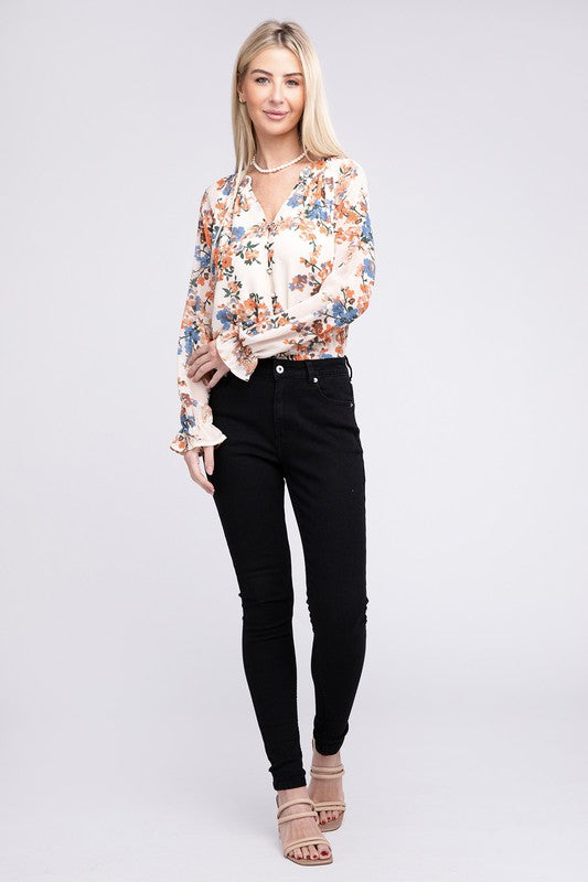 Floral chiffon blouse