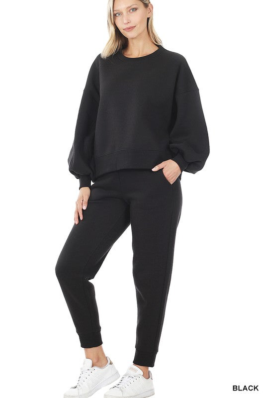 Balloon Sleeve Sweatshirt & Sweatpants Set