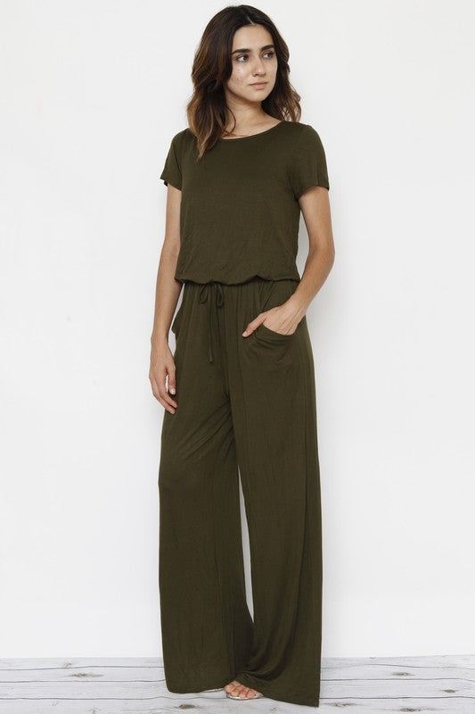 Short Sleeve Jumpsuit W/Pocket