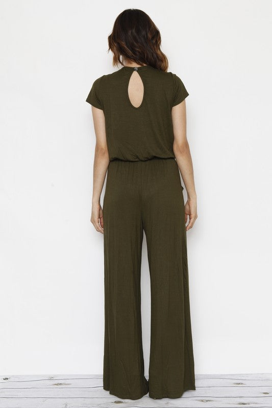 Short Sleeve Jumpsuit W/Pocket