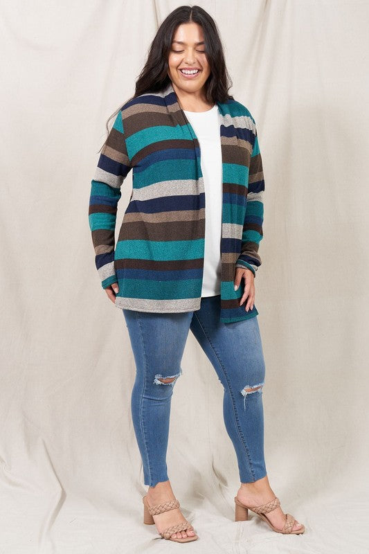 Stripe Elbow Patch Cardigan