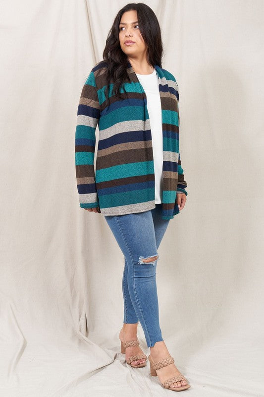 Stripe Elbow Patch Cardigan