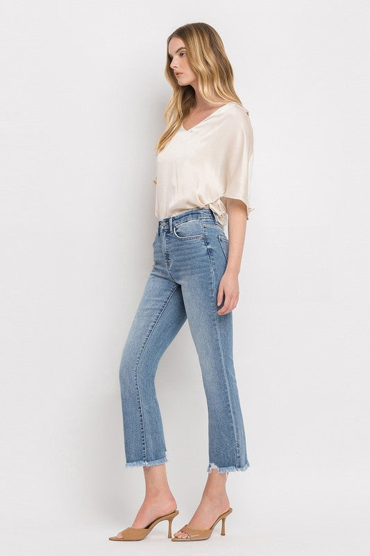 High Rise Crop Flare Jeans