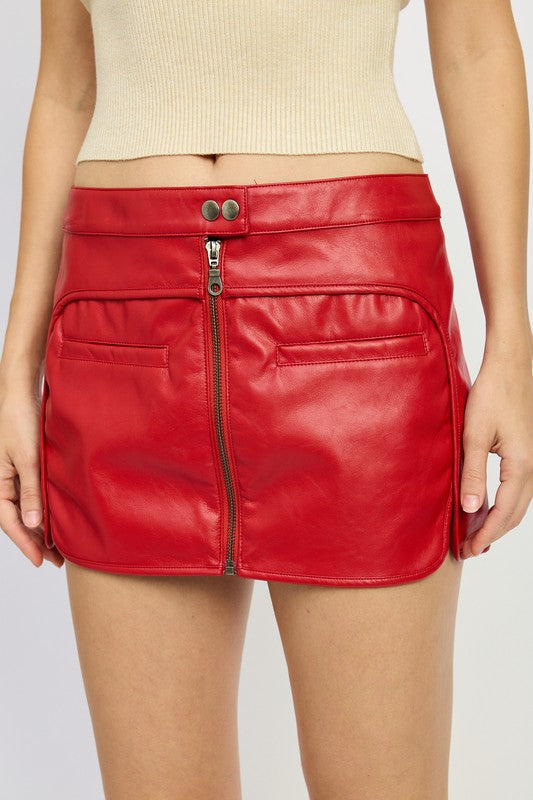 MOTO MINI SKIRT WITH ZIPPER