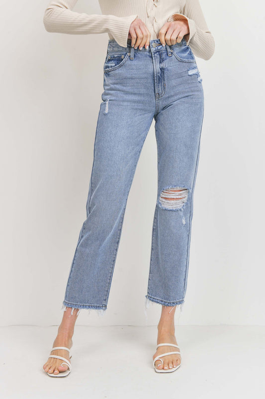 JUST USA ONE KNEE DESTRUCTION RELAXED JEAN