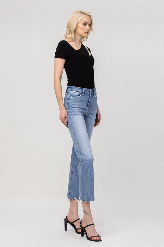 High Rise Crop Straight Jeans