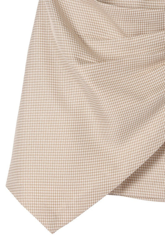 Hound tooth shirred wrap skirt