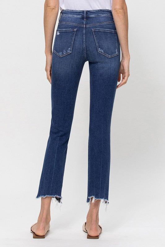 Mid Rise Crop Slim Straight Medium Jeans