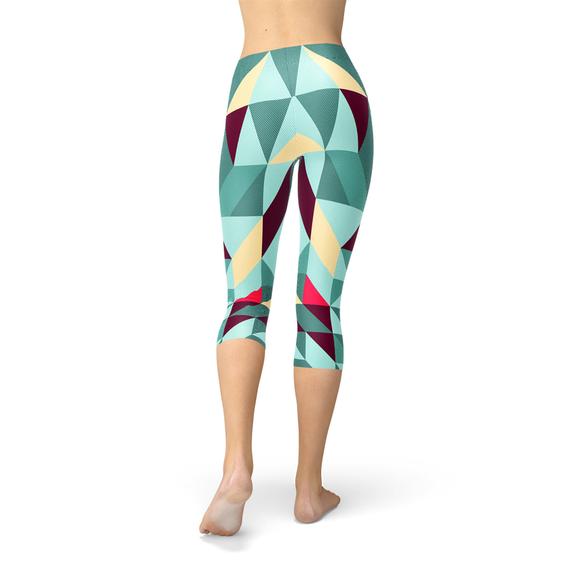 Womens Capri Leggings w/ Geometric Triangles